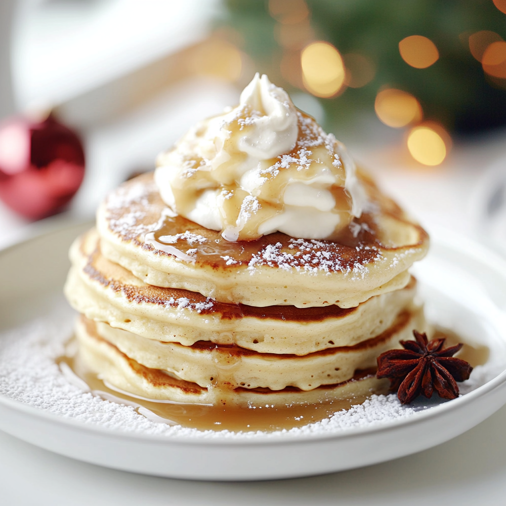 Eggnog Pancakes on a Plate