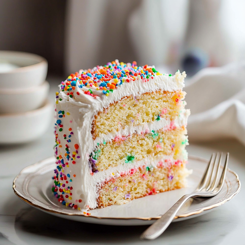 Colorful Funfetti Cake Slice