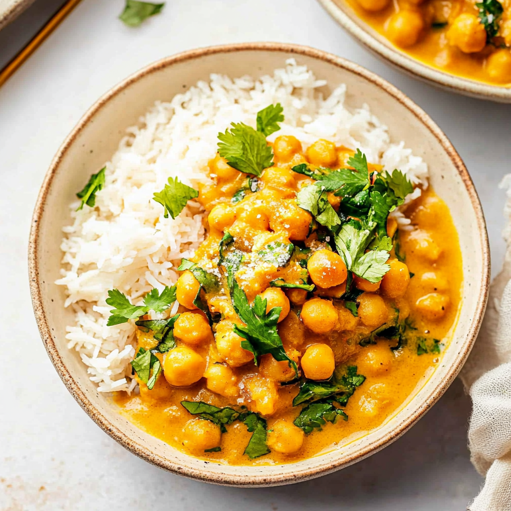 Recipe preparation for Creamy Coconut Chickpea Curry