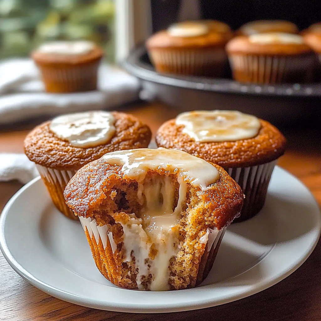 Recipe preparation for Pumpkin Cream Cheese Muffins