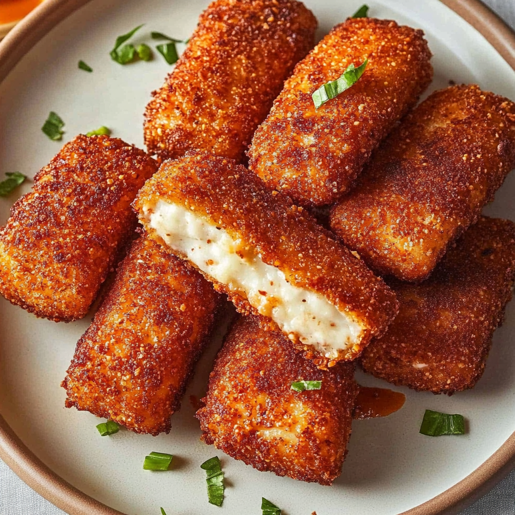 Recipe preparation for Crispy Nashville Hot Mozzarella Sticks (Chili’s Copycat)