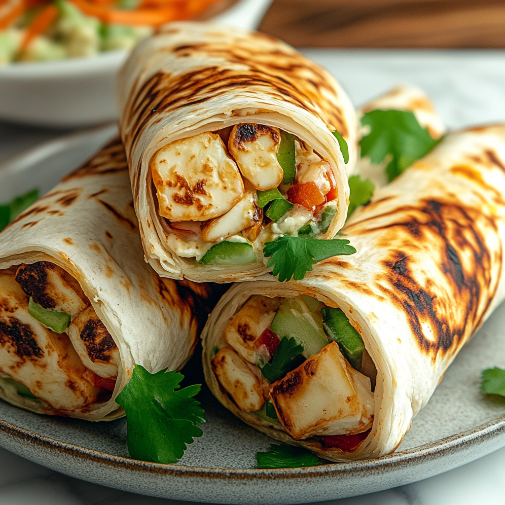 Recipe preparation for Sweet Chili Halloumi Wraps
