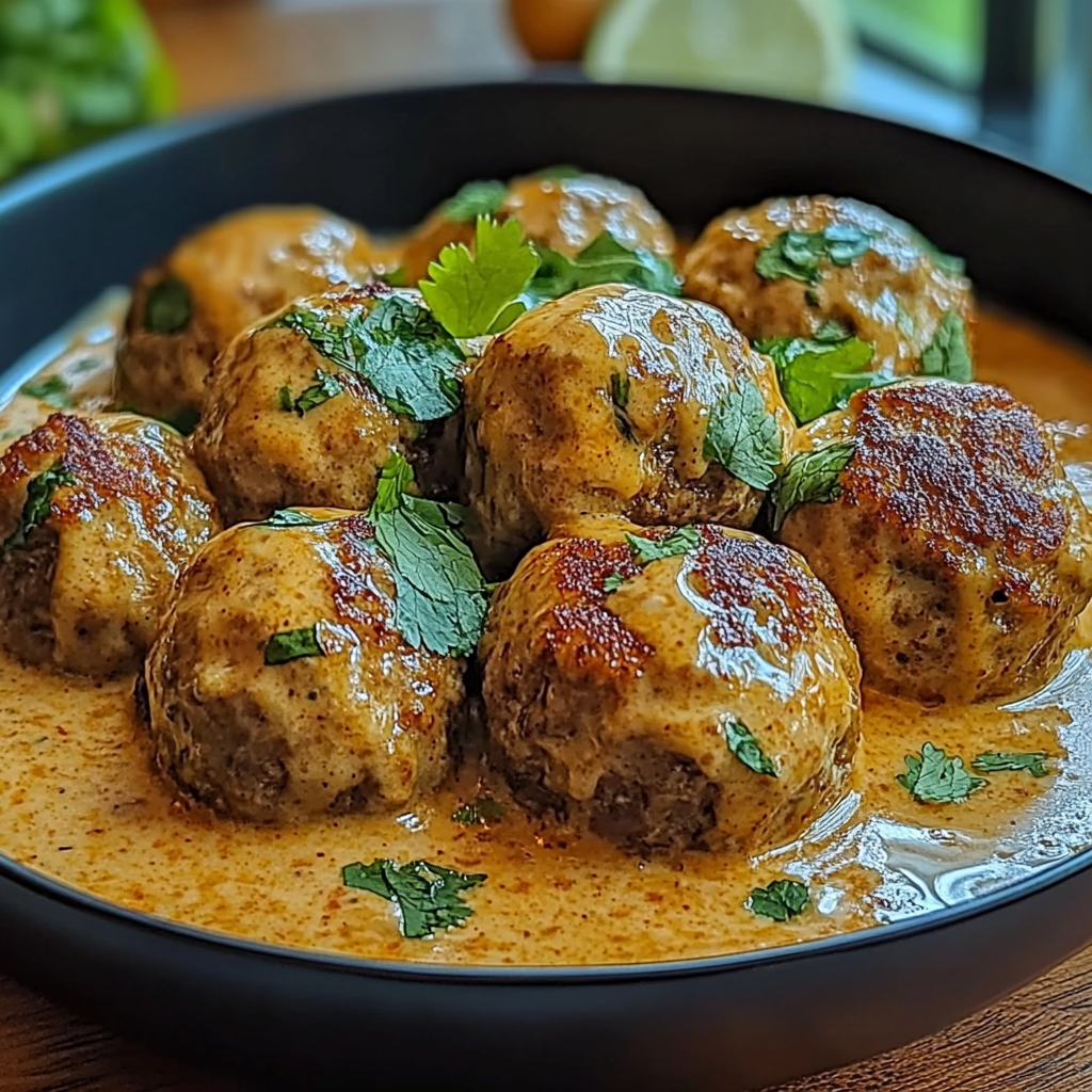 Recipe preparation for Coconut Curry Meatballs