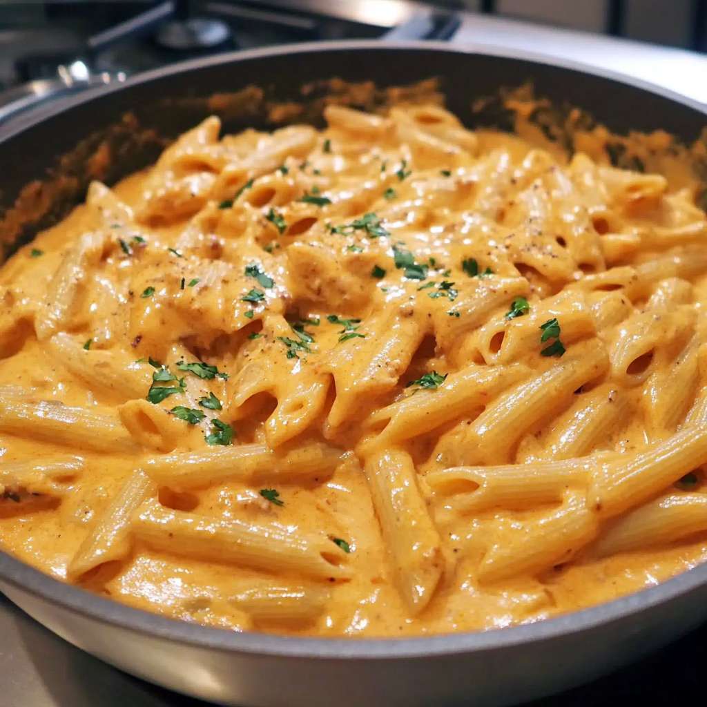 Recipe preparation for One-Pot Buffalo Ranch Chicken Penne