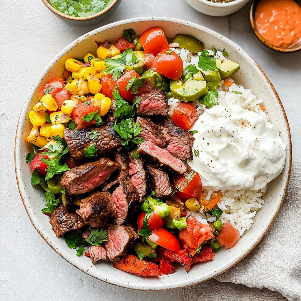 Recipe preparation for Sheet-Pan Steak Fajita Bowls