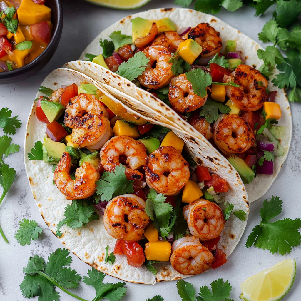 Recipe preparation for Honey-Chipotle Grilled Shrimp Tacos
