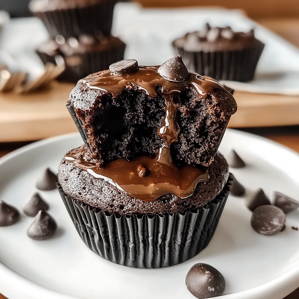 Recipe preparation for Double Chocolate Zucchini Muffins