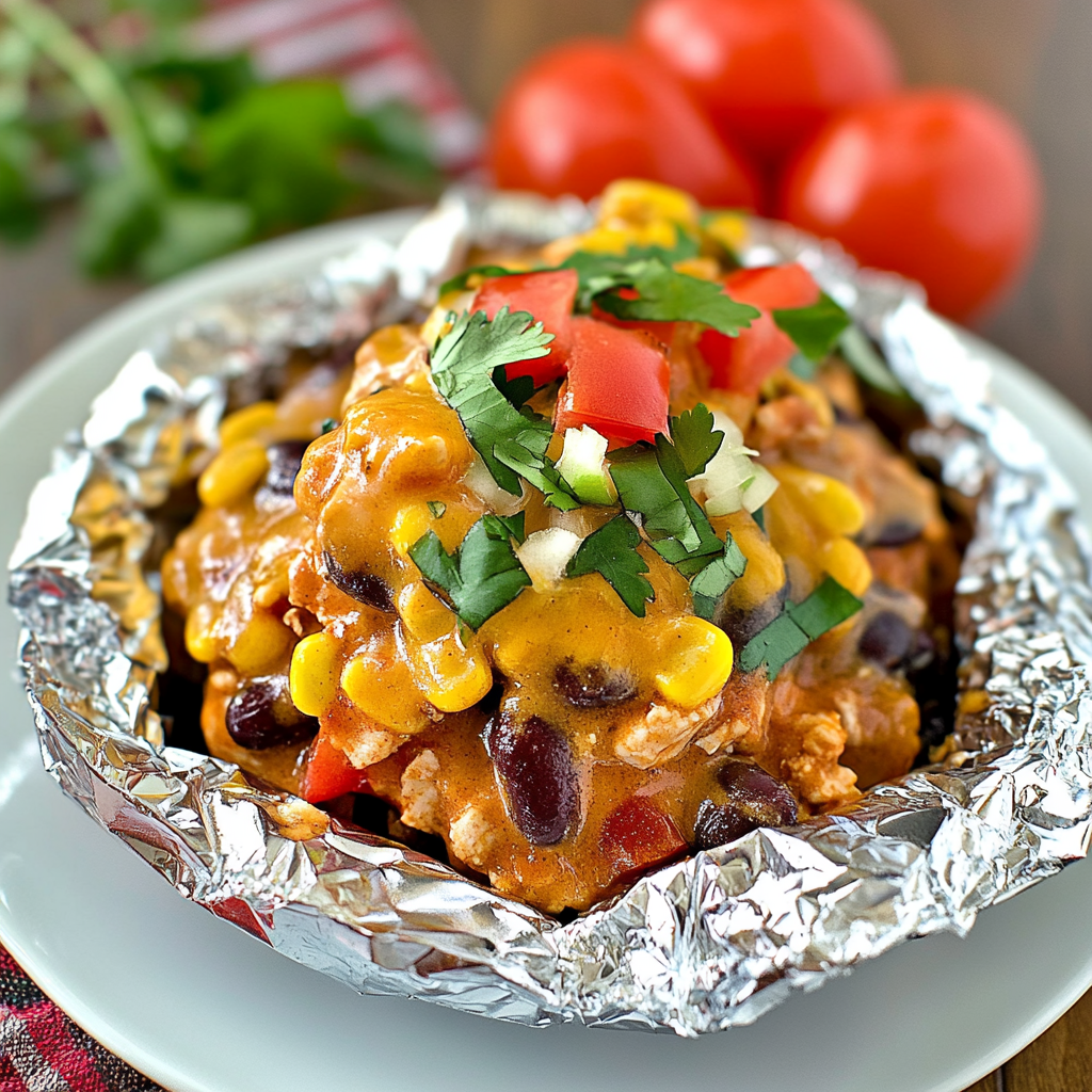 Recipe preparation for Santa Fe Chicken Foil Packets