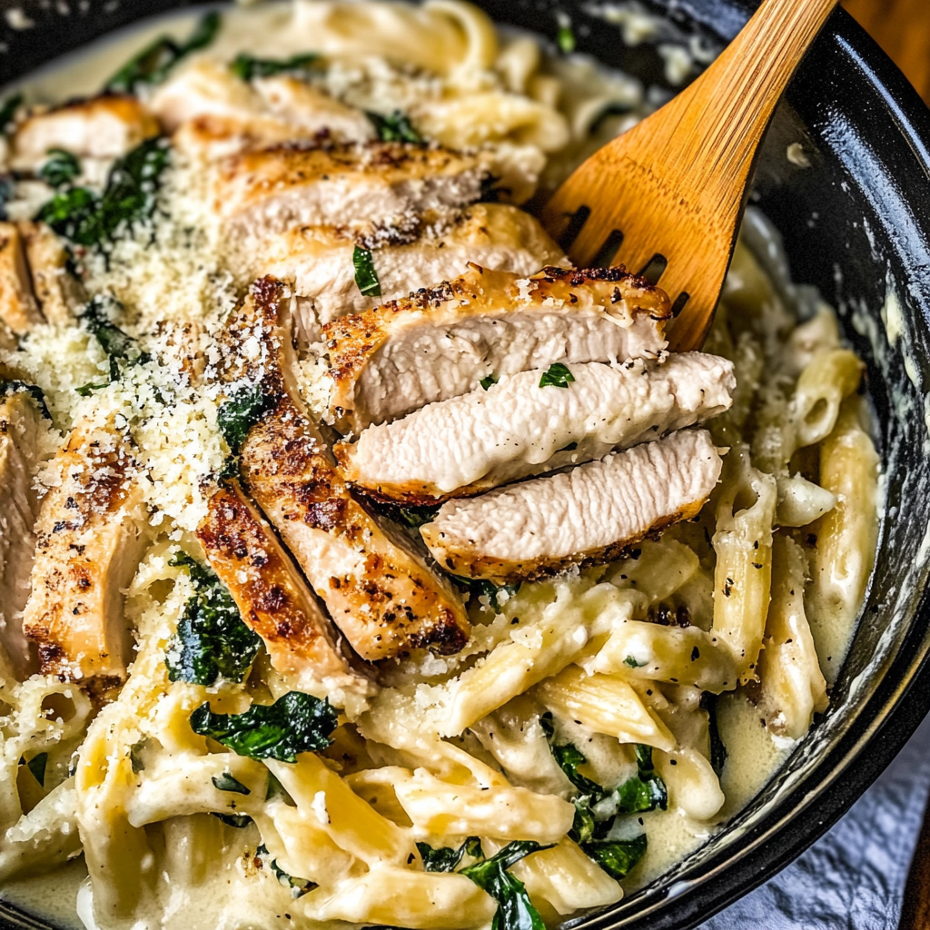 Recipe preparation for Chicken Florentine Pasta Recipe