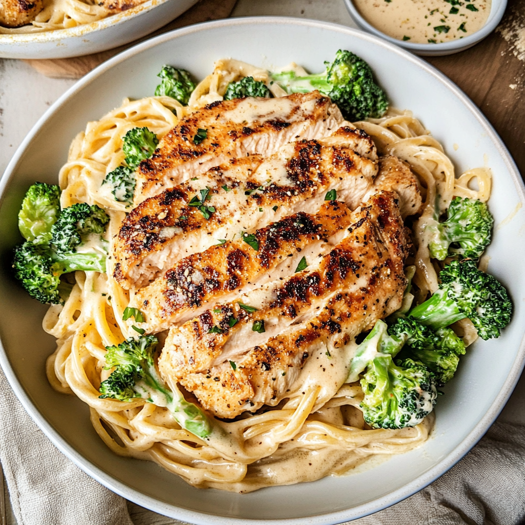 Recipe preparation for Chicken Broccoli Alfredo Recipe
