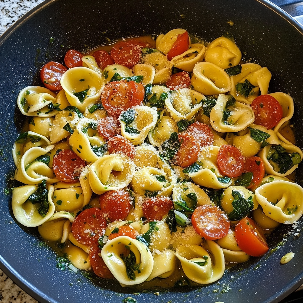 Recipe preparation for Tortellini with Summer Veggies