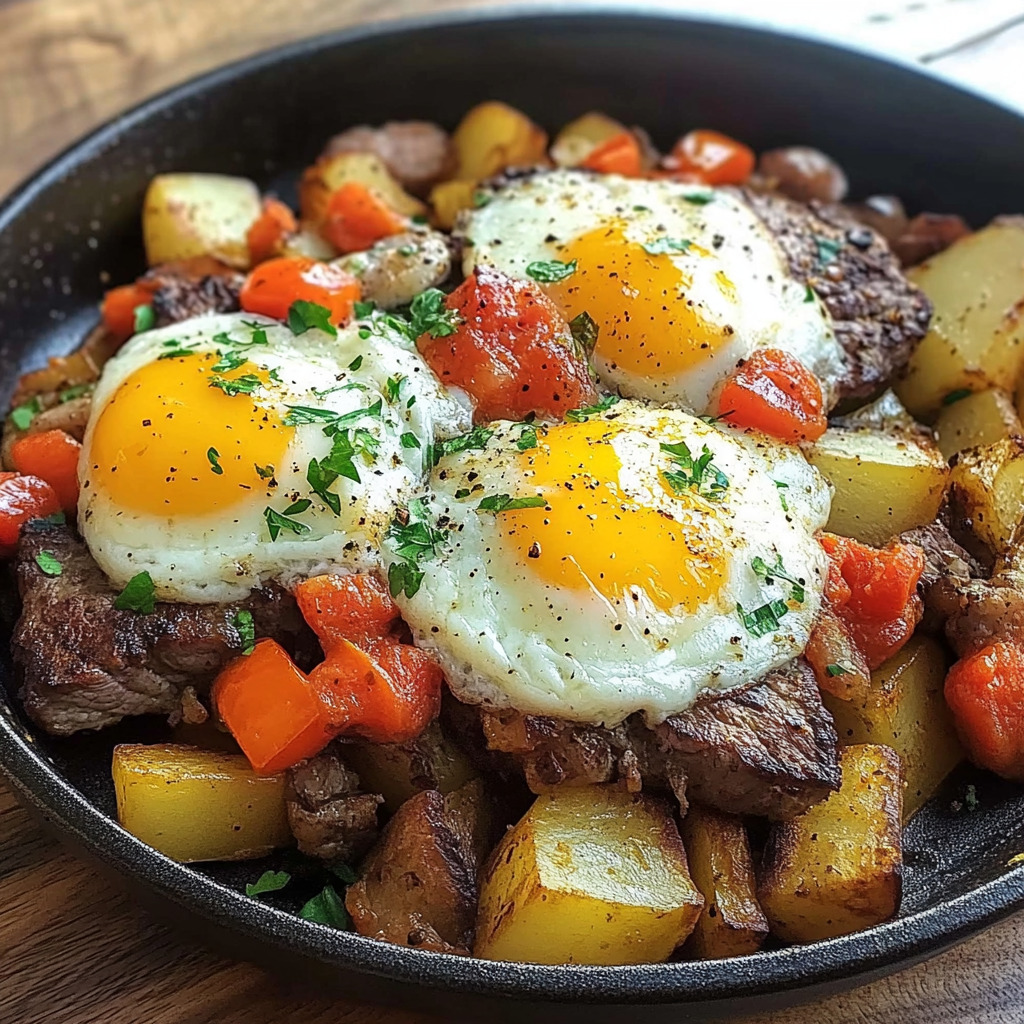 Recipe preparation for Steak and Potato Breakfast Hash