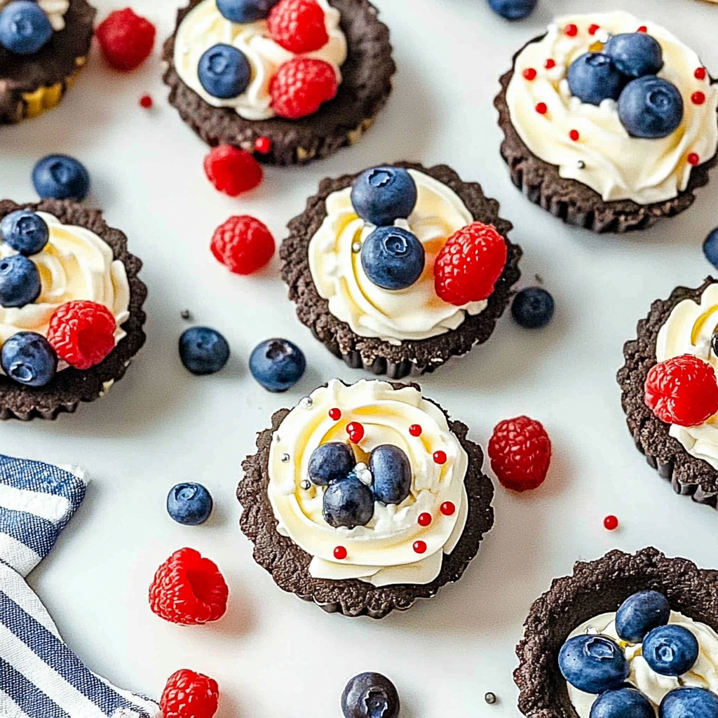 Recipe preparation for Red, White, and Blue Mini Oreo Pies