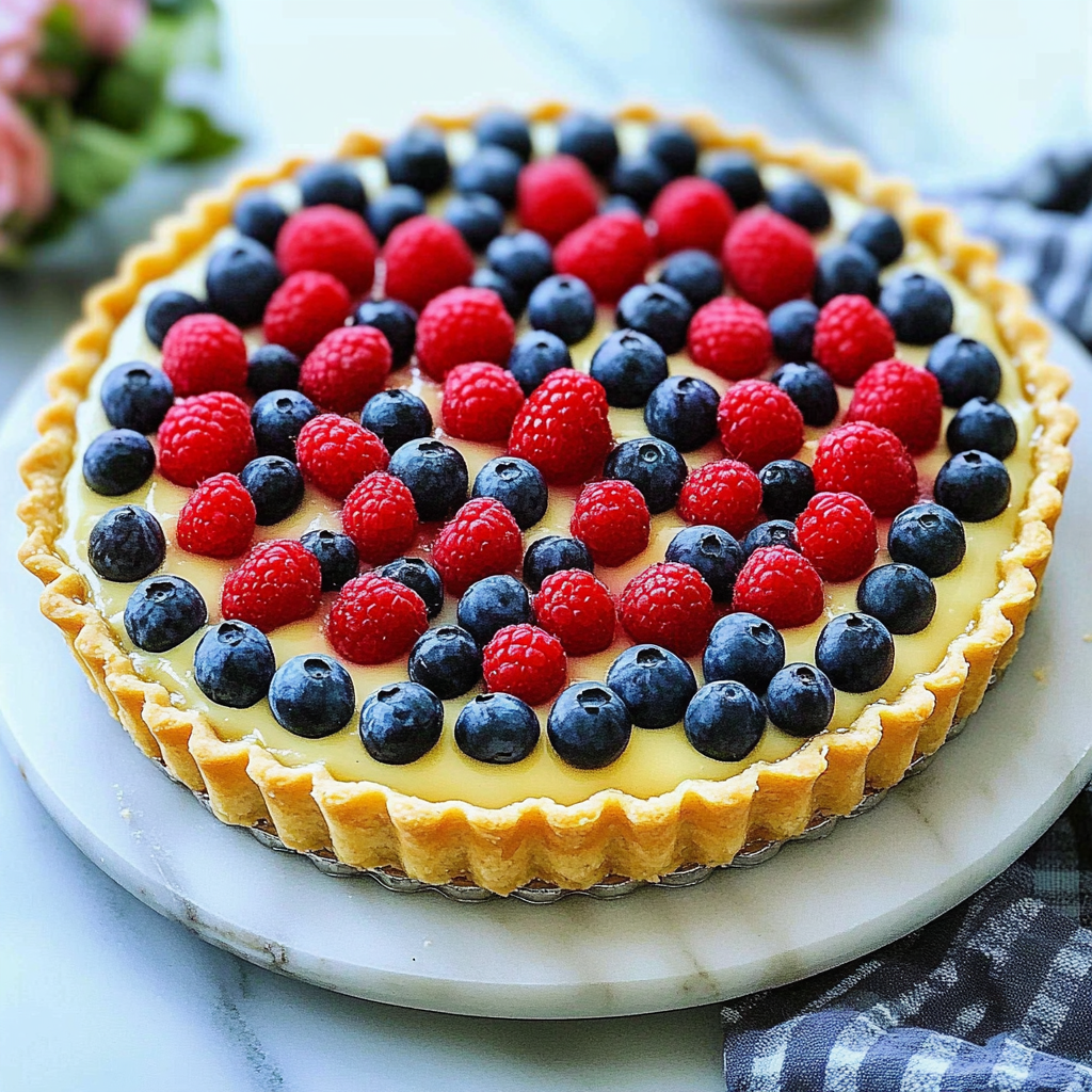 Recipe preparation for 4th of July Fruit Tart
