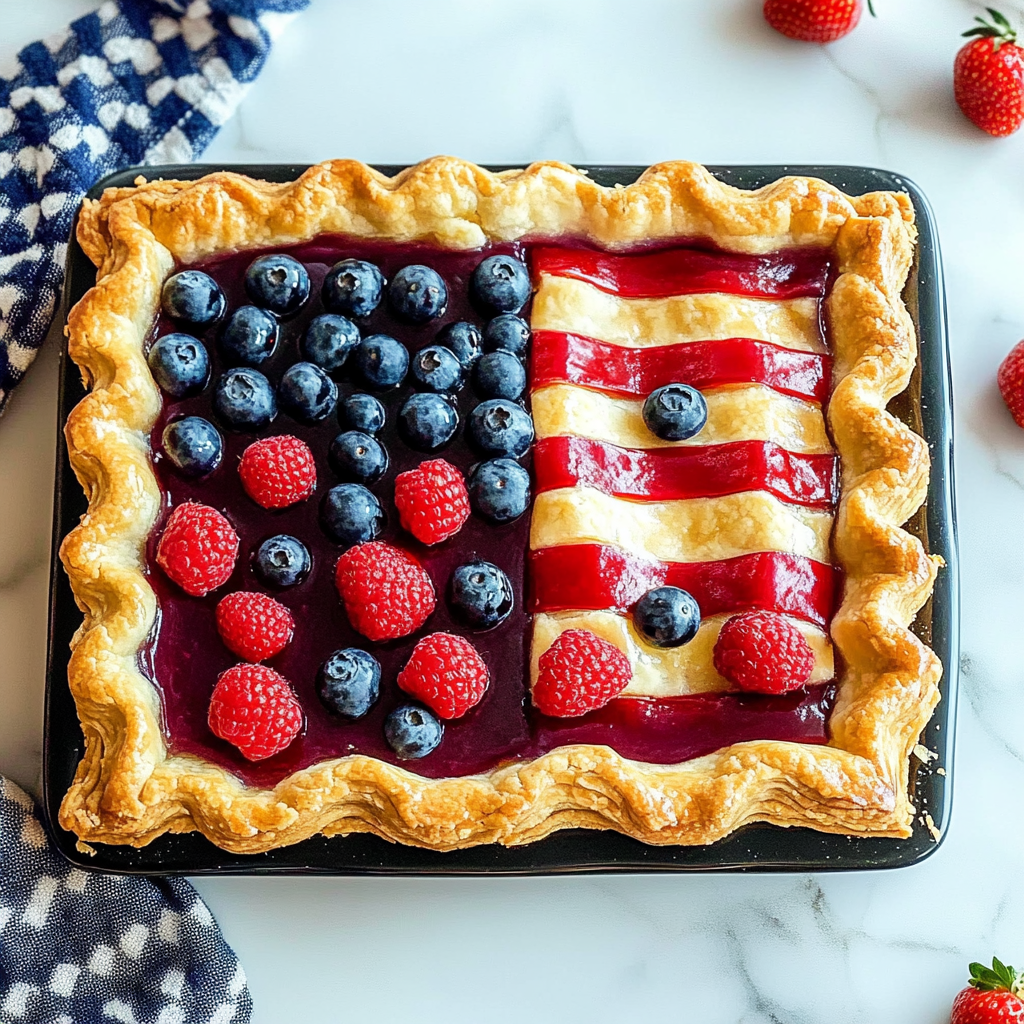 Recipe preparation for Berry Flag Pie