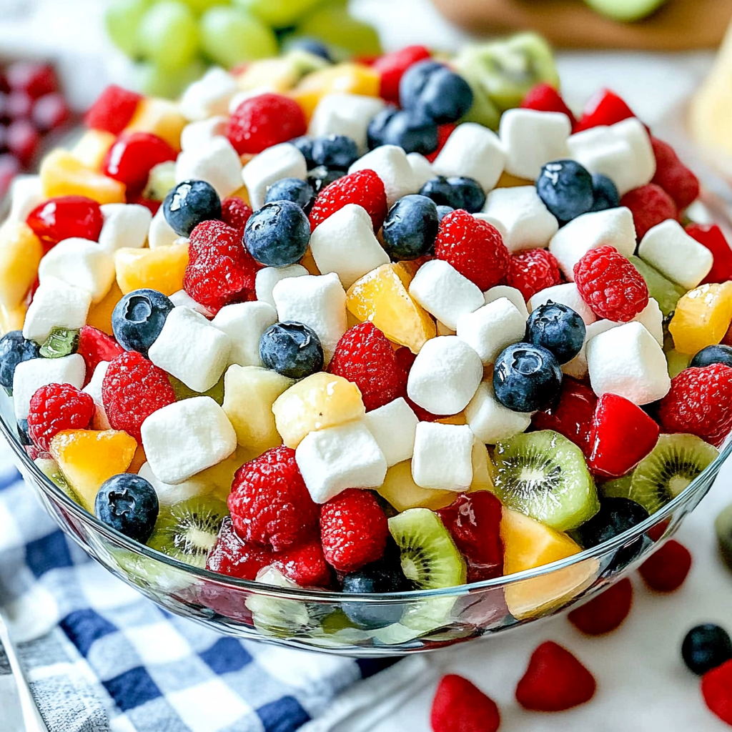 Recipe preparation for Fruit Salad with Marshmallows