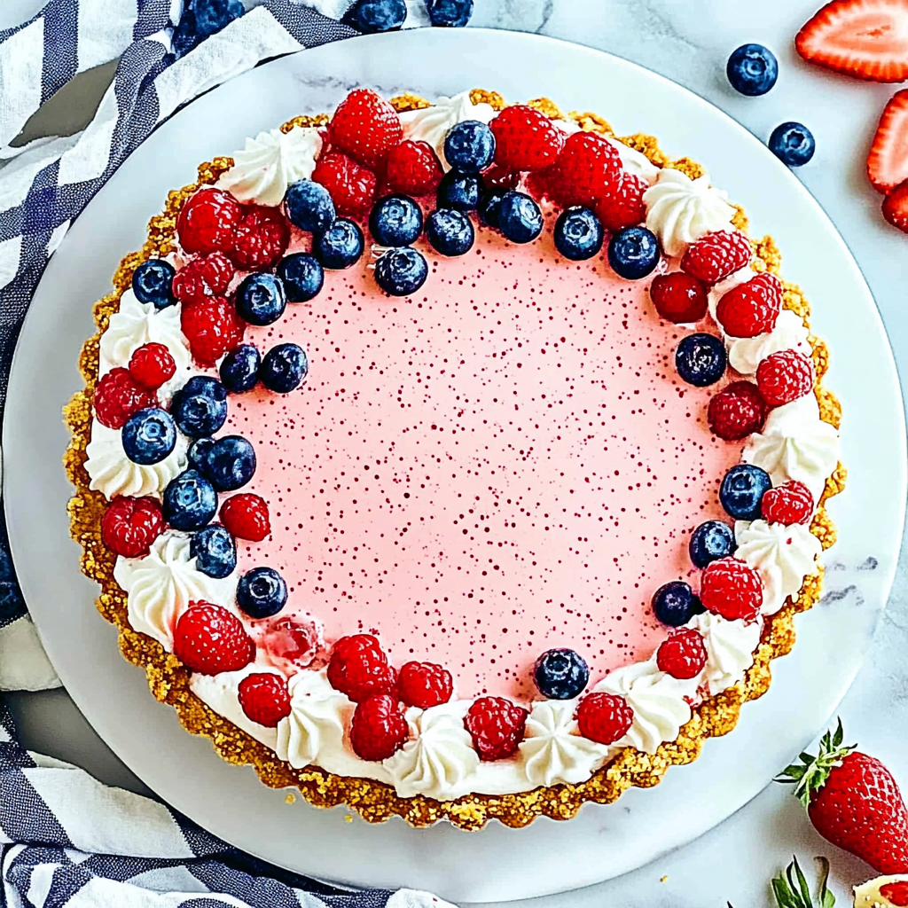 Recipe preparation for No-Bake 4th of July Jello Cream Pie