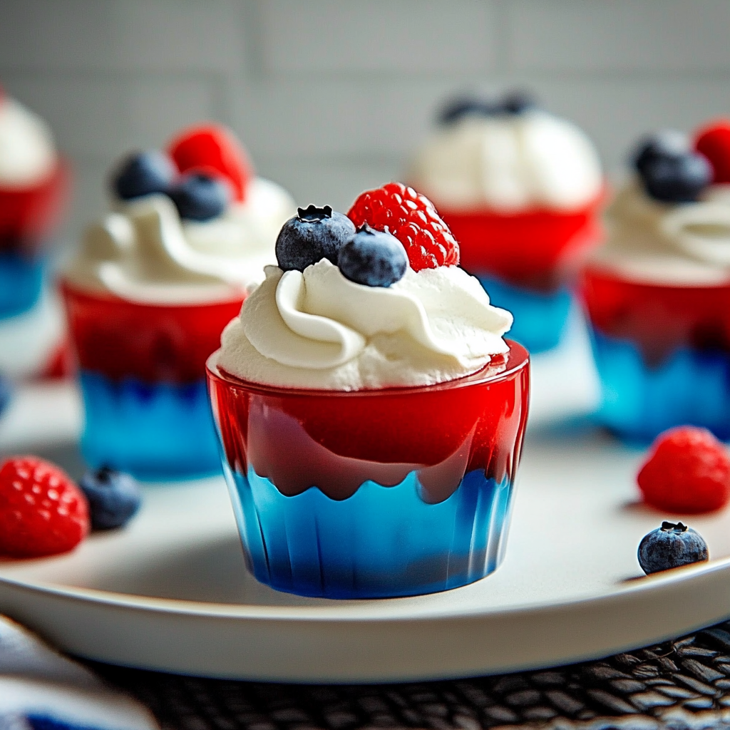Recipe preparation for Red, White, and Blue Jello Cups