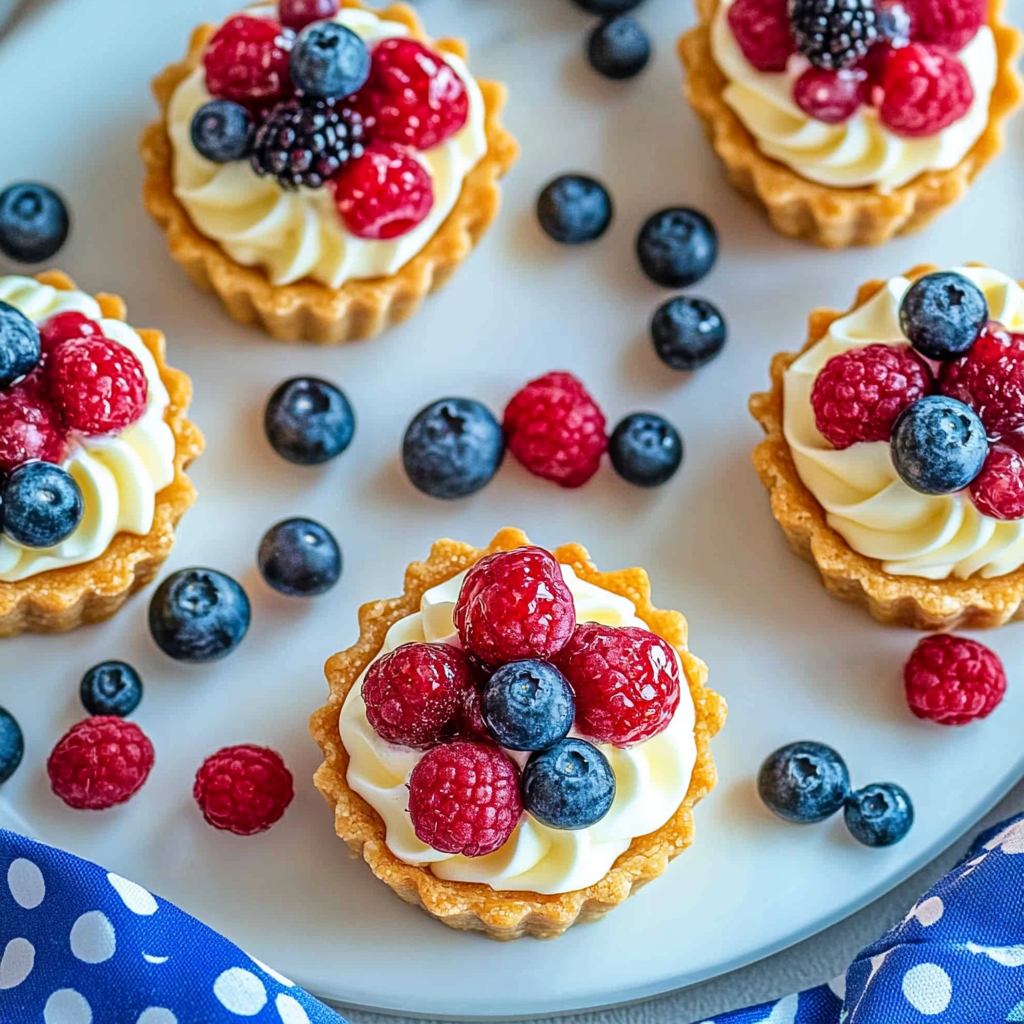 Recipe preparation for No-Bake 4th of July Fruit Tartlets