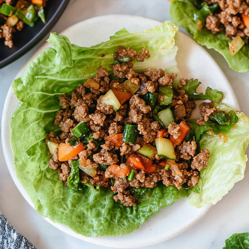 Recipe preparation for Ground Beef Lettuce Wraps