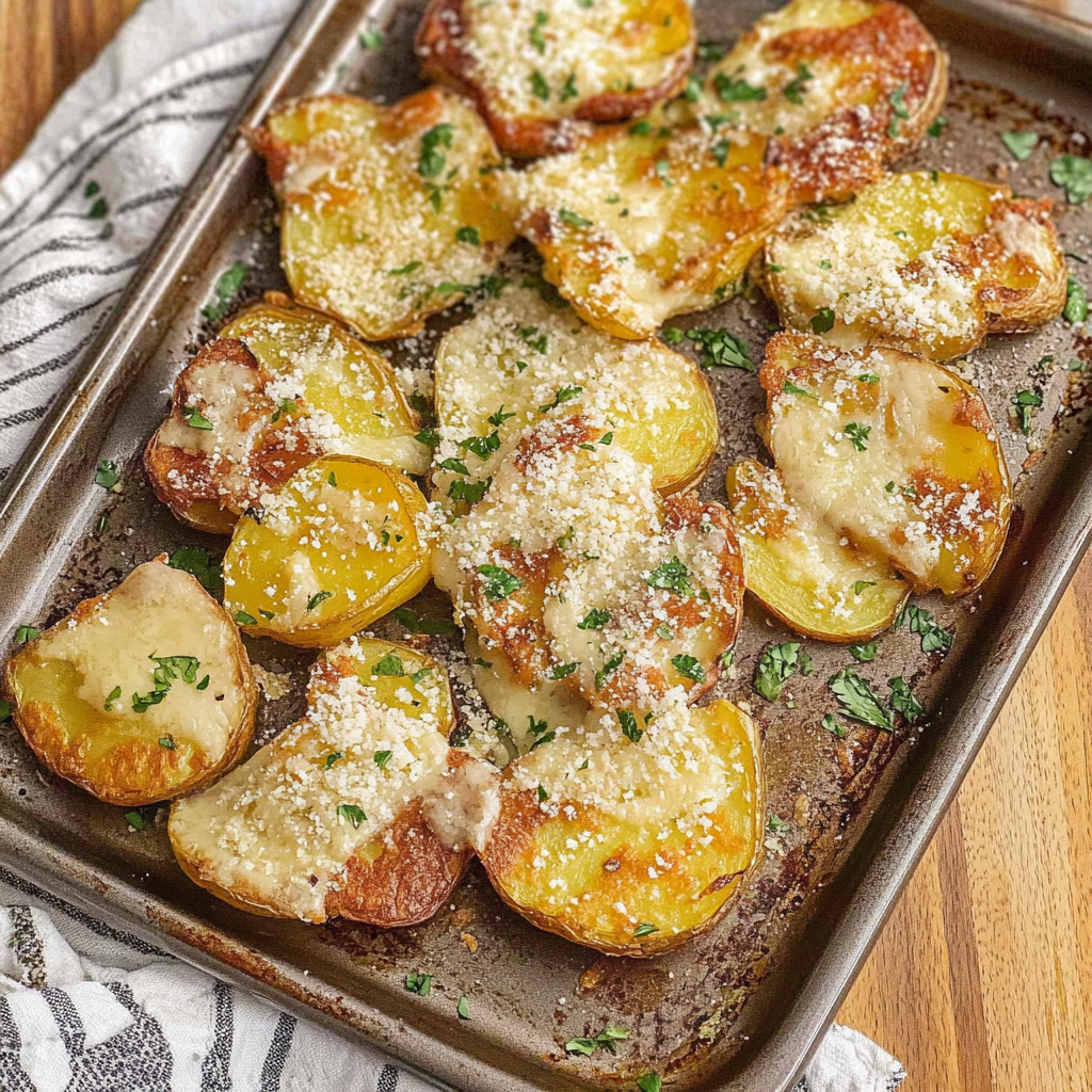 Recipe preparation for Parmesan Smashed Potatoes