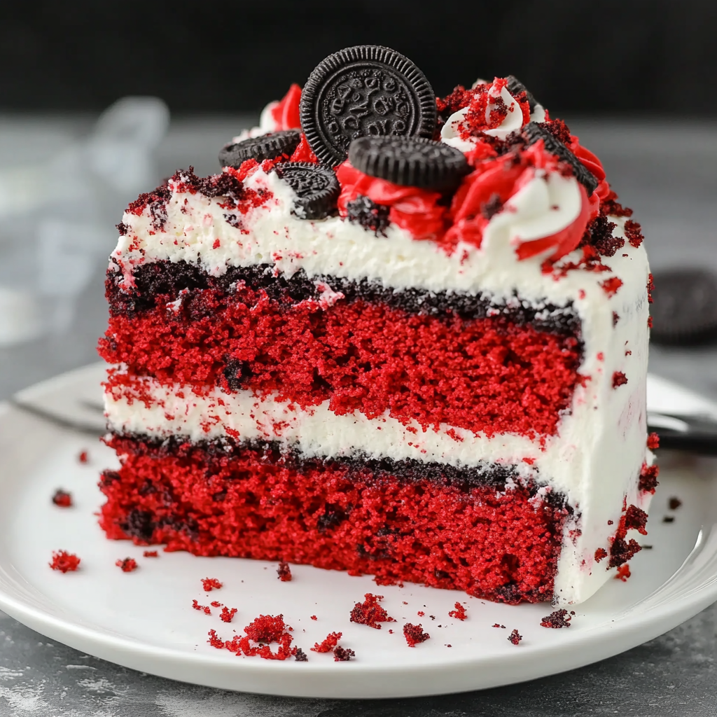 Recipe preparation for Red Velvet Oreo Cake