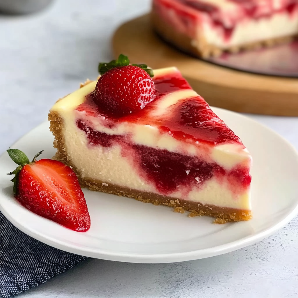 Recipe preparation for Strawberry Swirl Cheesecake