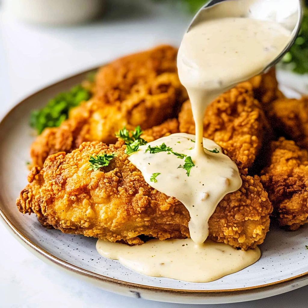 Recipe preparation for Country Fried Chicken with Creamy Gravy