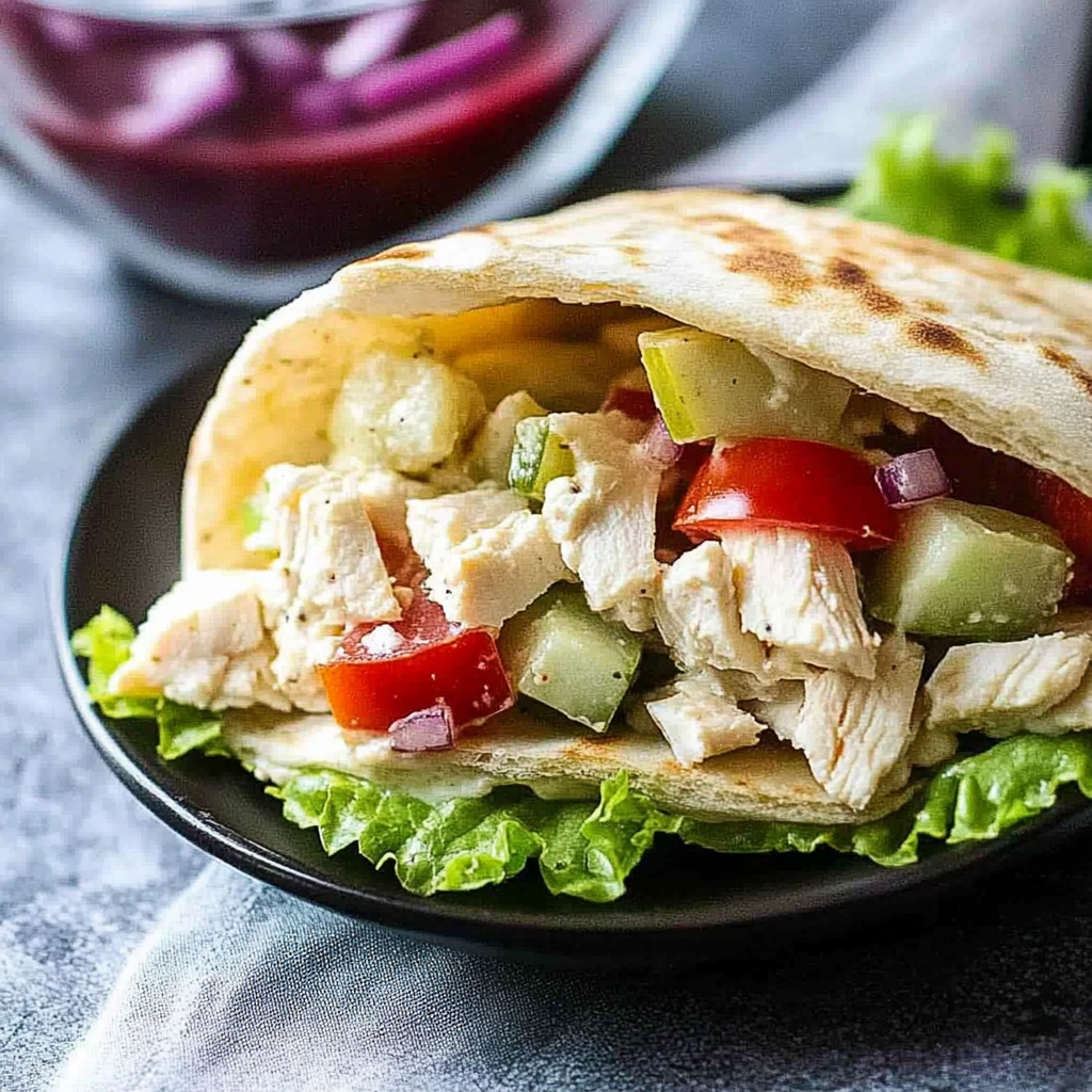 Recipe preparation for Classic Chicken Salad Pita Pockets