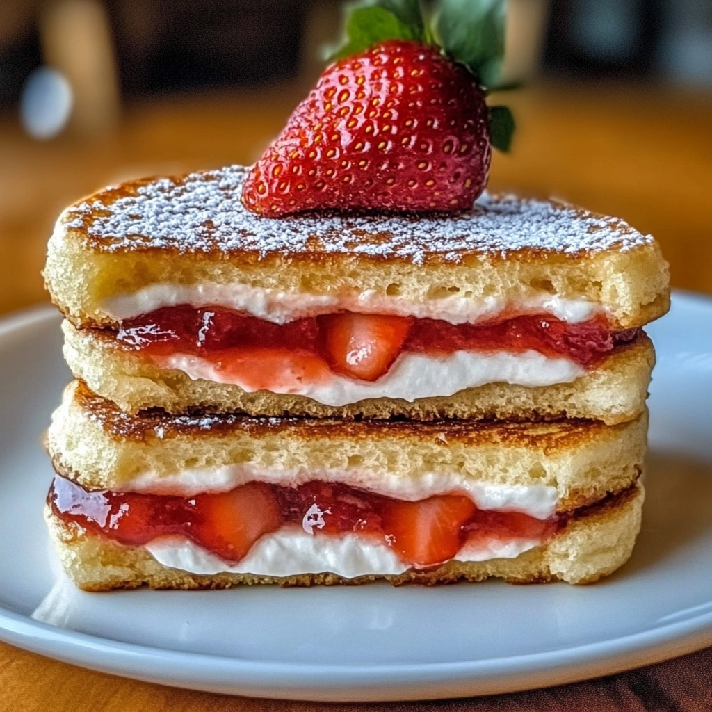 Recipe preparation for Fried Strawberry Cheesecake Sandwiches