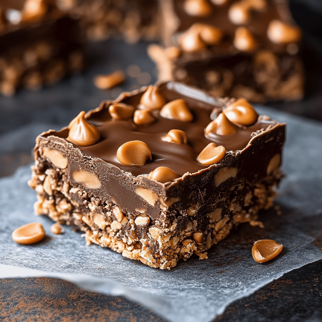 Recipe preparation for Healthy No-Bake Chocolate Peanut Butter Crunch Bars