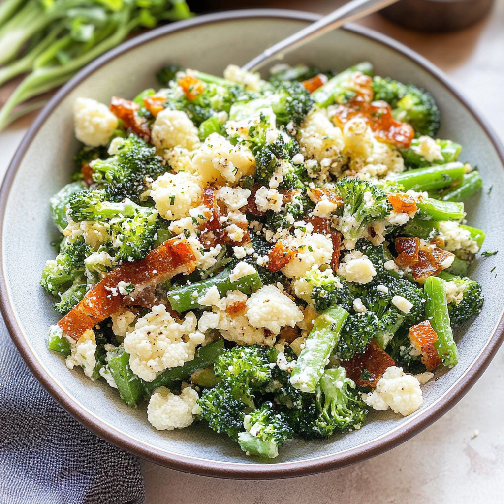 Recipe preparation for Broccoli Cauliflower Salad