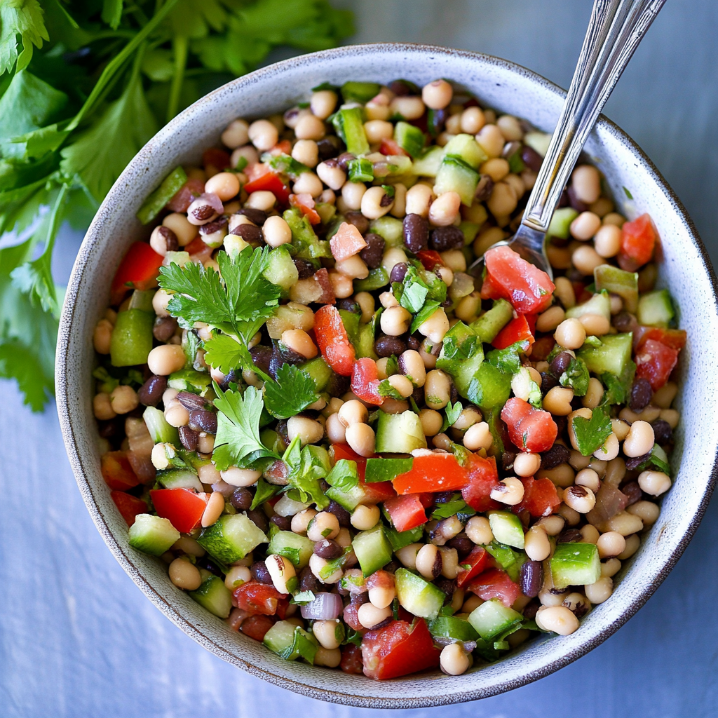 Recipe preparation for Black-Eyed Pea Salad