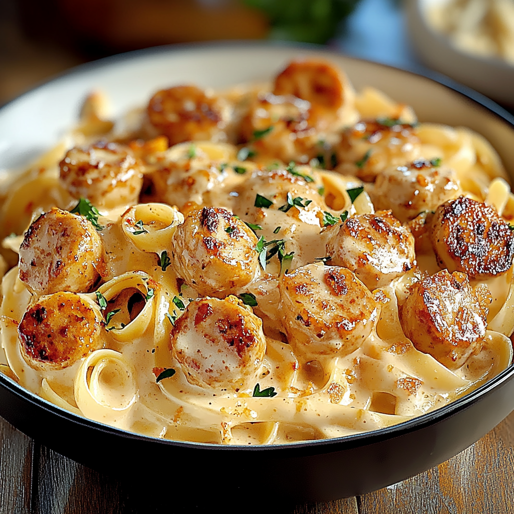 Recipe preparation for Creamy Cajun Pasta Delight