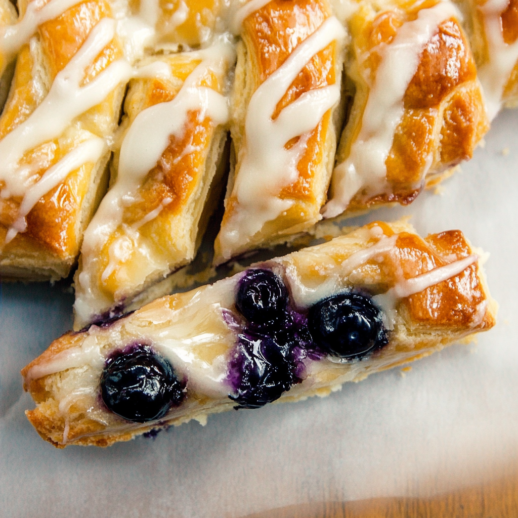 Recipe preparation for Blueberry Cream Cheese Pastry Braid