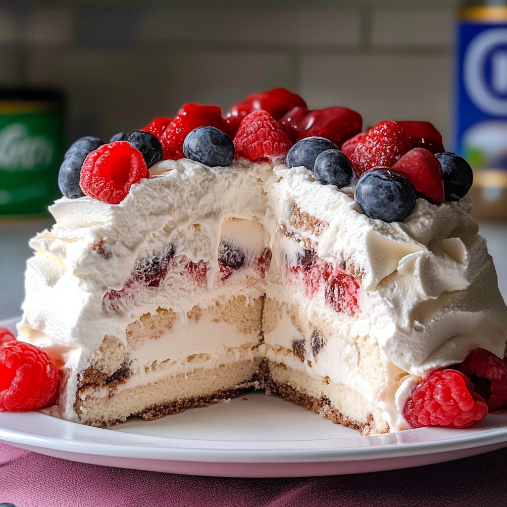 Recipe preparation for Angel Food Ice Cream Cake
