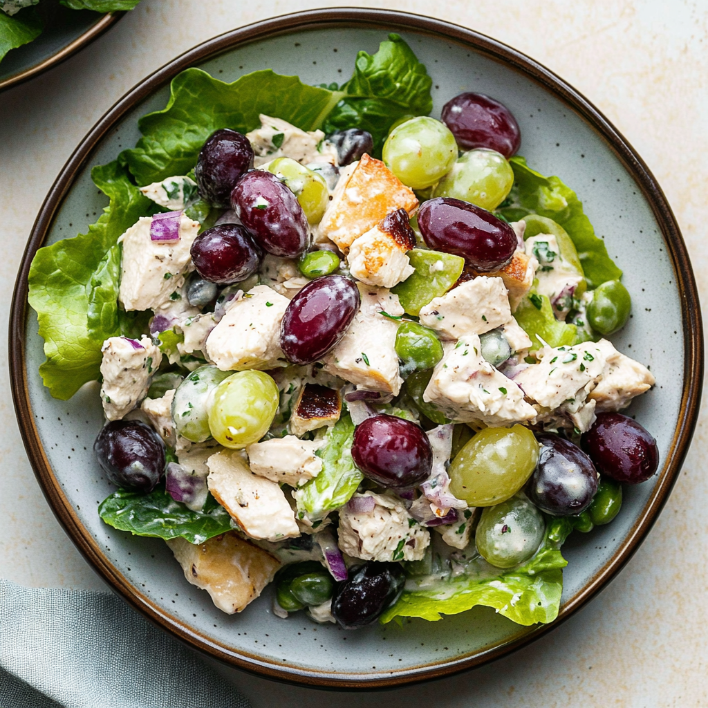 Recipe preparation for chicken salad with grapes