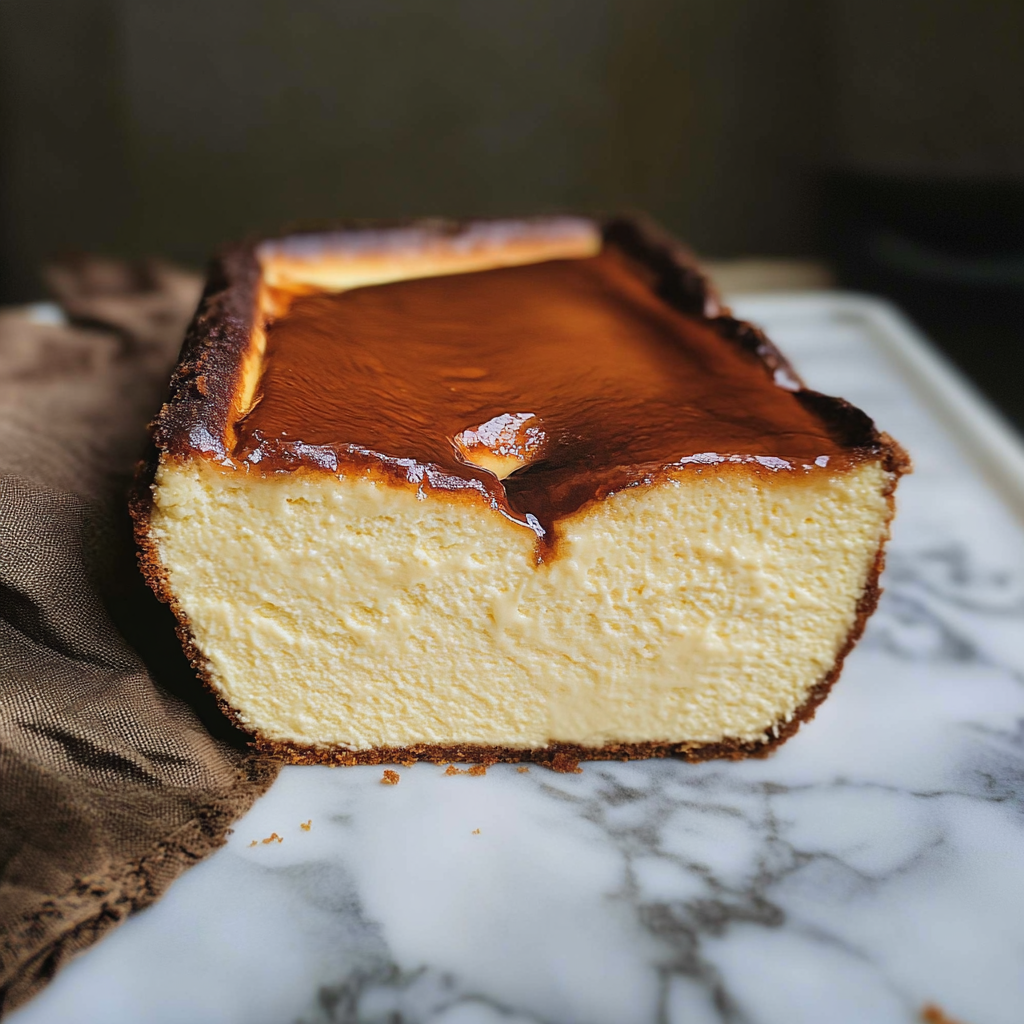 Recipe preparation for Burnt Basque Cheesecake in a Loaf Pan