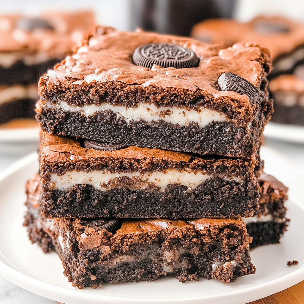 Recipe preparation for Oreo-Stuffed Cookie Dough Brownie Bars