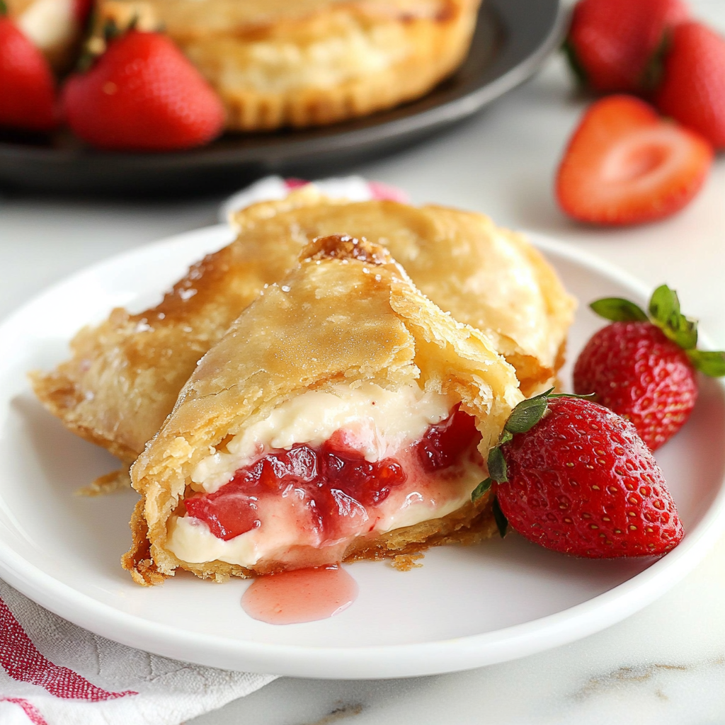 Recipe preparation for Deep Fried Strawberry Cheesecake Pies