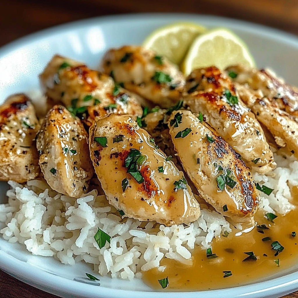 Recipe preparation for Chicken Scampi Garlic Parmesan Rice