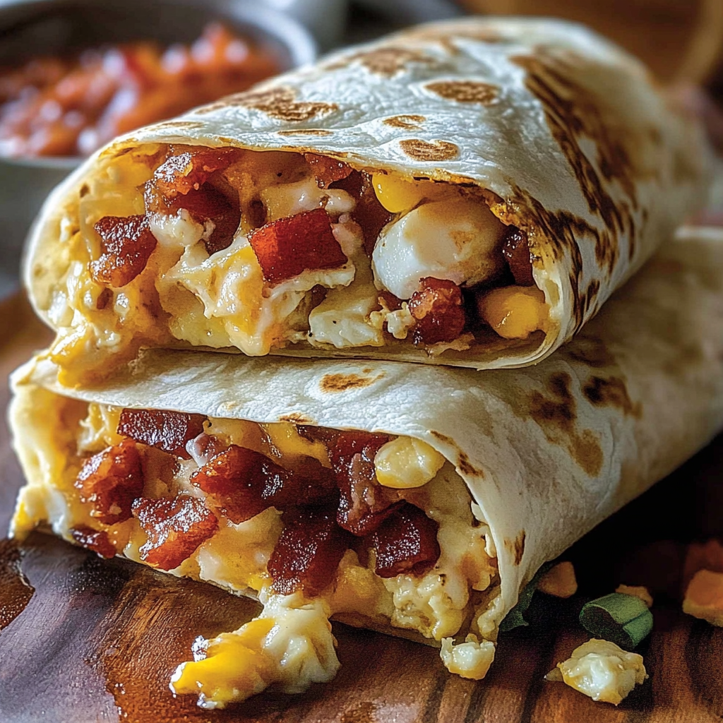 Recipe preparation for Bacon Egg Cheese Breakfast Burrito