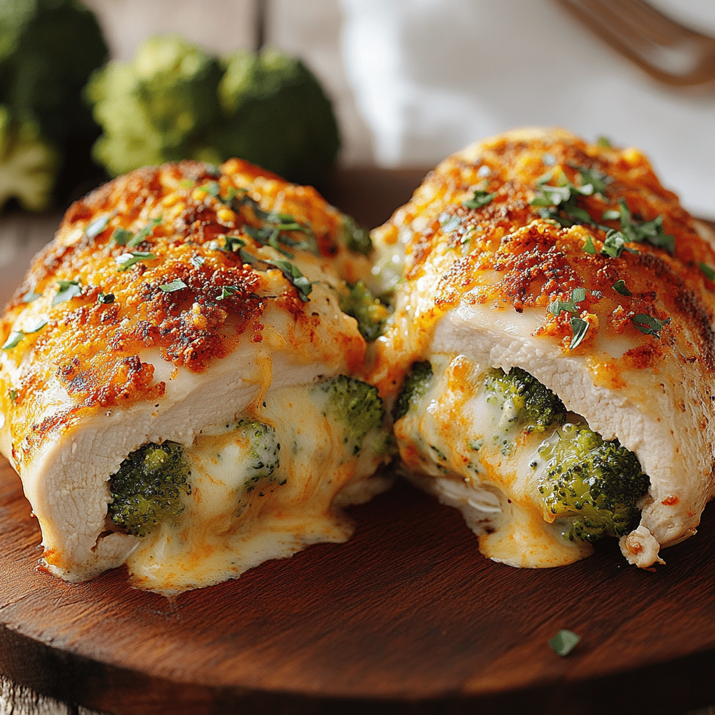 Recipe preparation for Broccoli and Cheese Stuffed Chicken