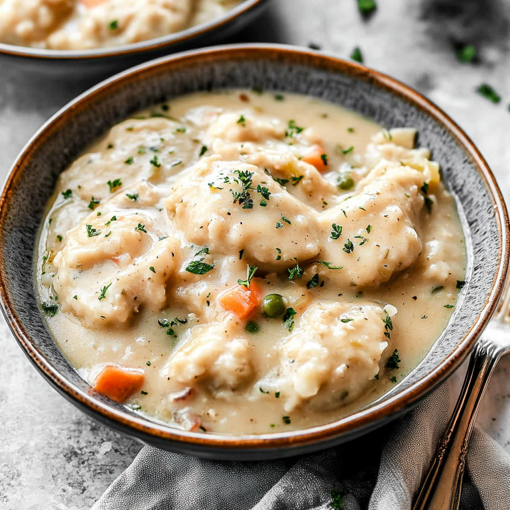 Recipe preparation for chicken and dumplings