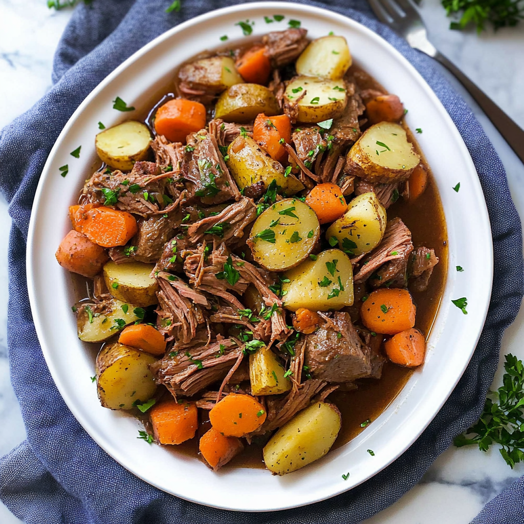 Recipe preparation for Tender Slow Cooker Pot Roast with Vegetables