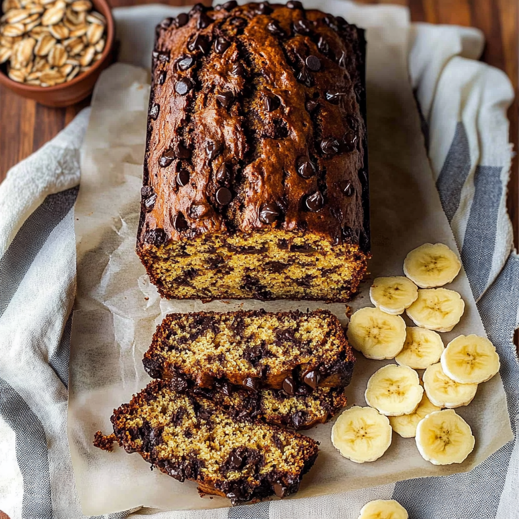 Recipe preparation for Chocolate Chip Oatmeal Banana Bread