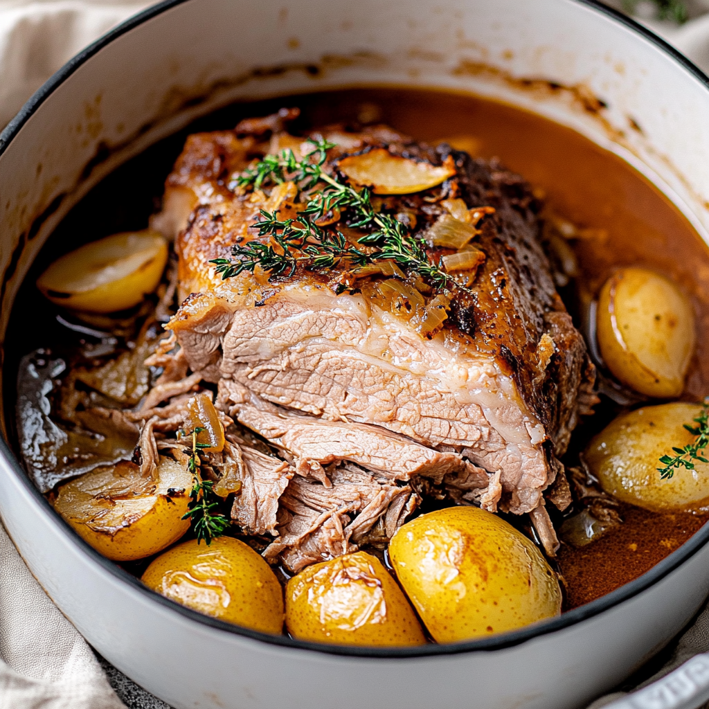 Recipe preparation for Succulent Apple Cider Pork Roast