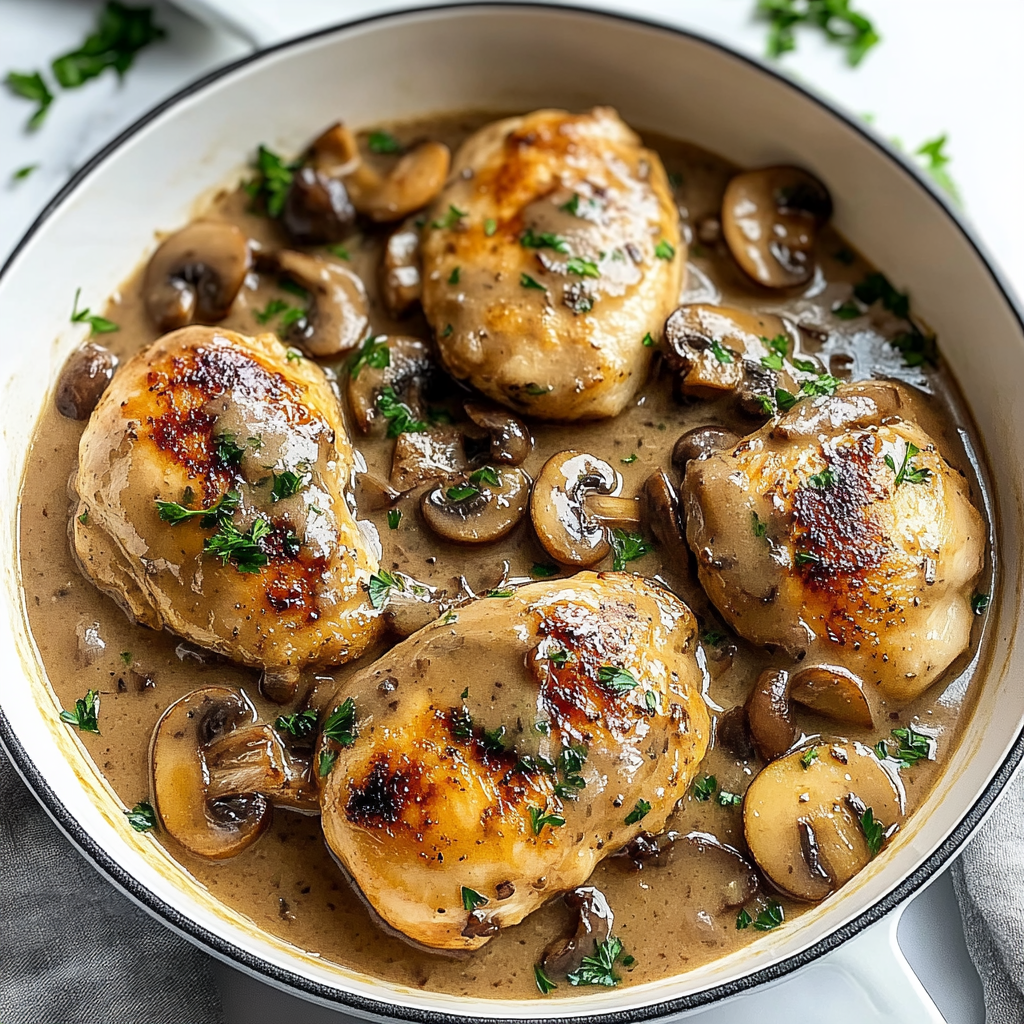 Recipe preparation for Smothered Mushroom Chicken