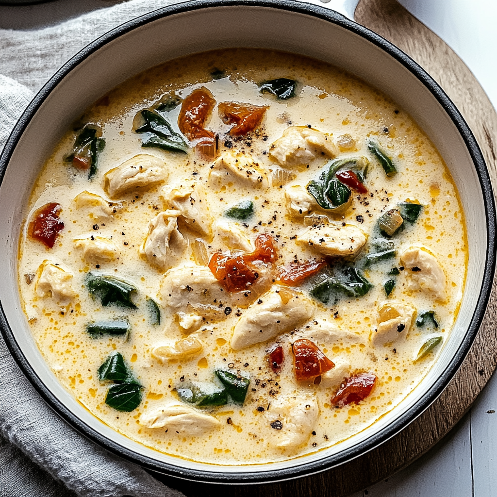 Recipe preparation for Creamy Marry Me Chicken Soup