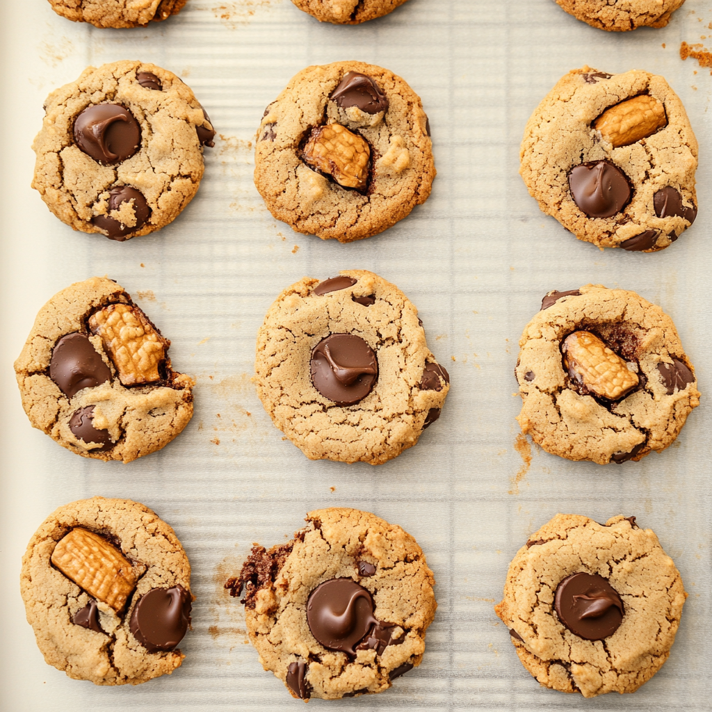 Recipe preparation for Peanut Butter Chocolate Chip Biscoff Cookies